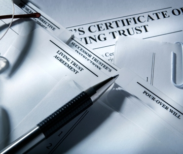 trust paperwork and a pen